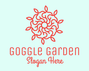 Red Flower Vine logo design