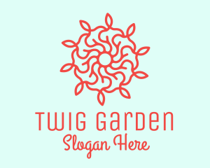 Red Flower Vine logo design