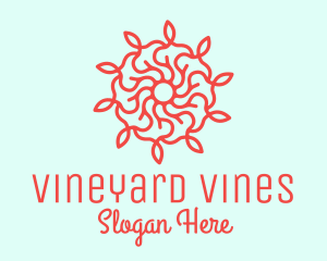 Red Flower Vine logo design