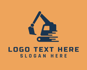 Blue Backhoe Construction Logo