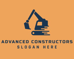 Blue Backhoe Construction logo design