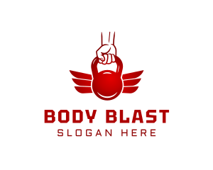 Kettlebell Fist Wings logo design