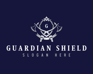 Axe Crown Shield logo design