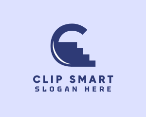 Blue Climb Letter C logo design