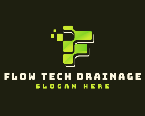 Tech Pixel Letter F logo design