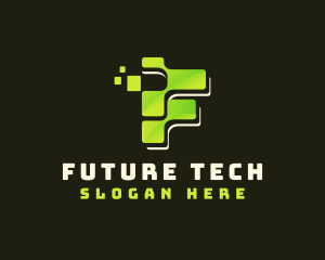 Tech Pixel Letter F logo design