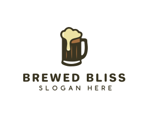 Golden Foaming Beer Mug logo design