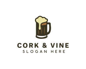 Golden Foaming Beer Mug logo design