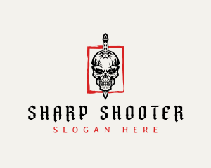 Dagger Skull Knife Weapon logo design