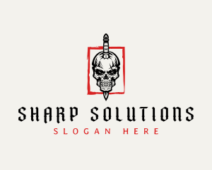 Dagger Skull Knife Weapon logo design