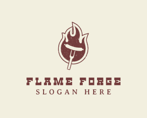 Flame Barbecue Sausage logo design