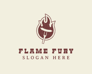 Flame Barbecue Sausage logo design