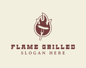 Flame Barbecue Sausage logo design