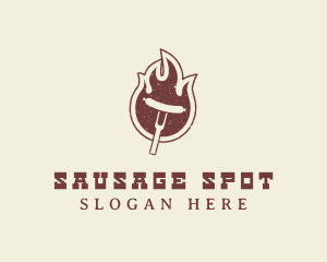 Flame Barbecue Sausage logo design