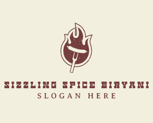 Flame Barbecue Sausage logo design