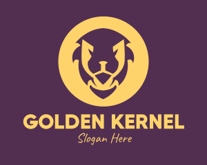 Golden Lion Face logo design