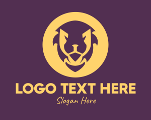 Shield - Golden Lion Face logo design