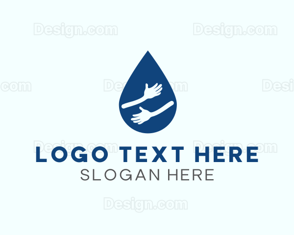 Water Droplet Hands Logo