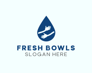 Water Droplet Hands logo design