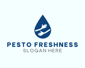 Water Droplet Hands logo design