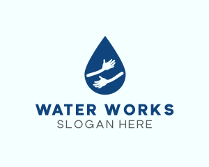 Water Droplet Hands logo design