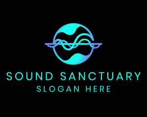 Sound Sonic Wave Globe logo design