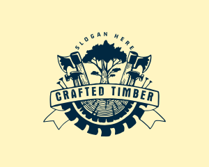 Tree Lumber Woodworking Tools logo design