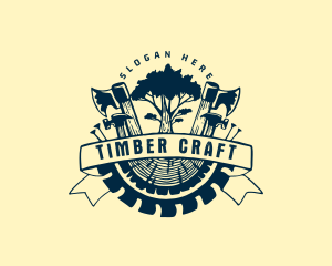 Tree Lumber Woodworking Tools logo design