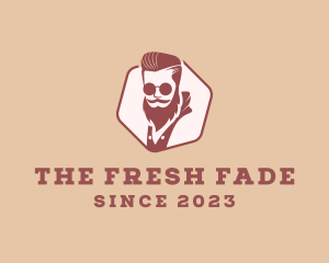 Hipster Man Barbershop logo