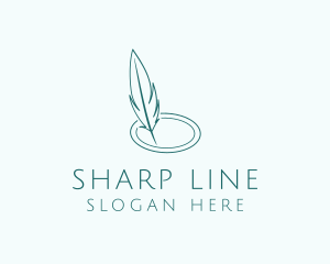 Feather Quill Line Art logo design