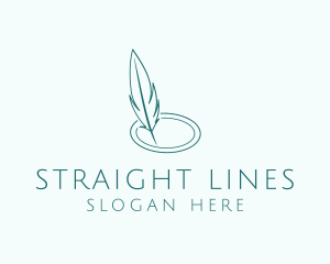 Feather Quill Line Art logo design