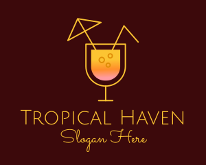 Cocktail Tropical Drink logo design