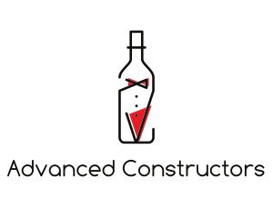 Alcohol Wine Bottle Suit logo design