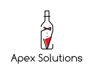 Alcohol Wine Bottle Suit logo design