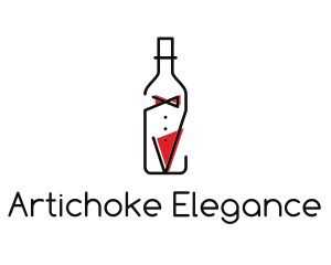 Alcohol Wine Bottle Suit logo design