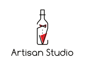 Alcohol Wine Bottle Suit logo design