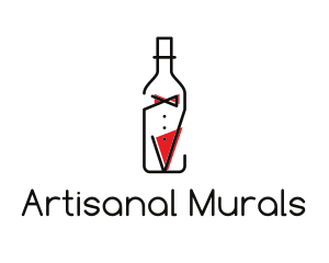 Alcohol Wine Bottle Suit logo design