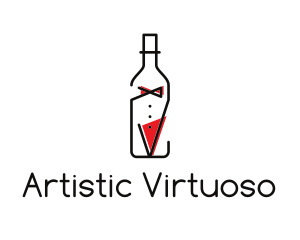 Alcohol Wine Bottle Suit logo design