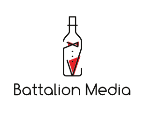 Alcohol Wine Bottle Suit logo design