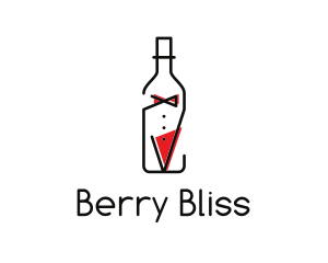 Alcohol Wine Bottle Suit logo design