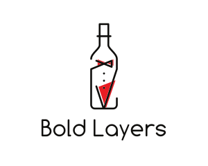 Alcohol Wine Bottle Suit logo design