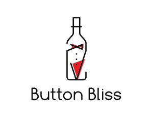 Alcohol Wine Bottle Suit logo design