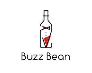 Alcohol Wine Bottle Suit logo design