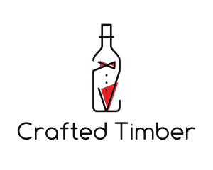 Alcohol Wine Bottle Suit logo design