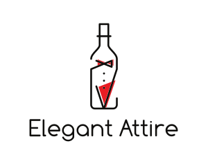 Alcohol Wine Bottle Suit logo design