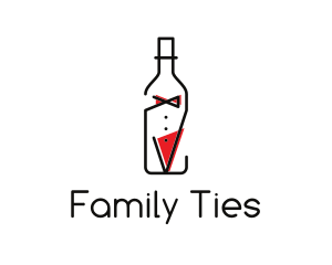 Alcohol Wine Bottle Suit logo design