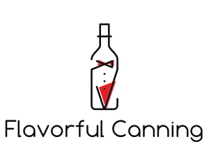 Alcohol Wine Bottle Suit logo design