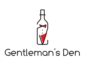 Alcohol Wine Bottle Suit logo design