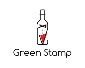 Alcohol Wine Bottle Suit logo design