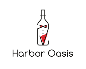 Alcohol Wine Bottle Suit logo design